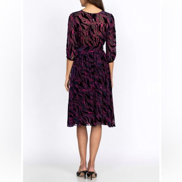 Johnny Was Tavi Black Pink Silk Blend Velvet Burnout Abstract Dress size XS - Picture 3 of 8